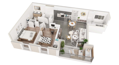 plans 3D d'intérieure et maquettes 3D d'immeuble extérieur 